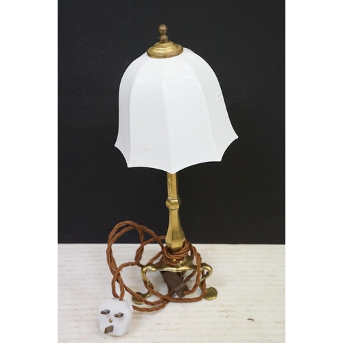 371 - A collection of three table lamps to include two brass examples.