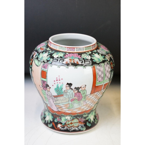 48 - Collection of oriental items to include porcelain vases, teapot / kettle, drinks set, etc