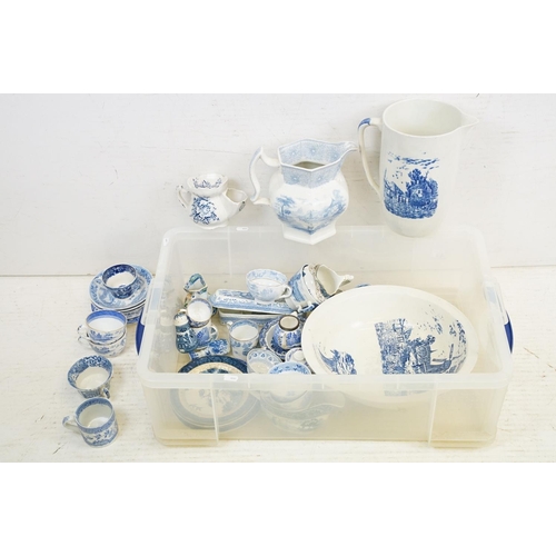 49 - Collection of blue & white tea ware / ceramics, 19th century onwards, to include a Dutch wash jug & ... 