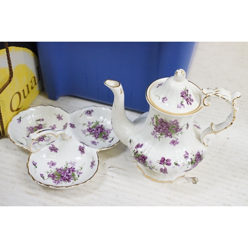 51 - Collection of Violet floral decorated tea wares & ceramics, to include Hammersley Victorian Violets ... 