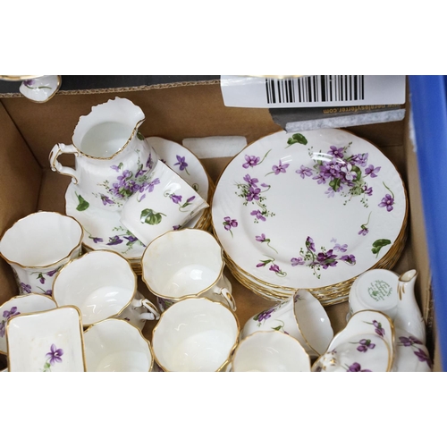 51 - Collection of Violet floral decorated tea wares & ceramics, to include Hammersley Victorian Violets ... 