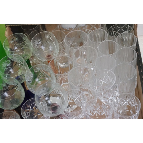 86 - Large collection of 20th century glassware, to include cut crystal, featuring Royal Doulton wine gla... 