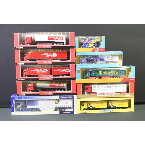 1237 - 14 boxed Corgi haulage and model bus diecast models to include 75801 MAN, CC86612 Scania Curtainside... 