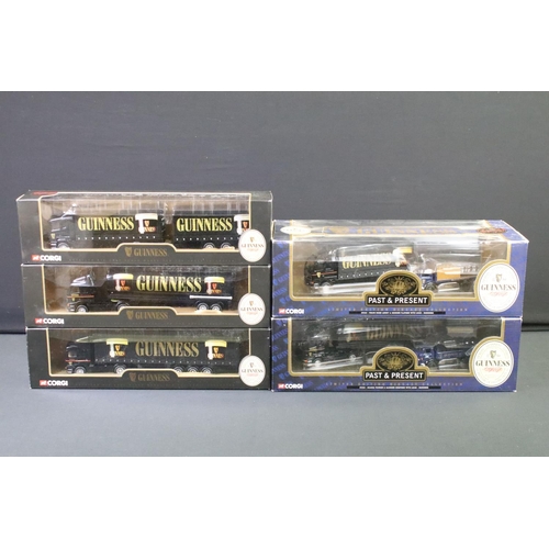 1244 - Five boxed Corgi Guinness related diecast models to include 2 x Past & Present ltd edn models featur... 