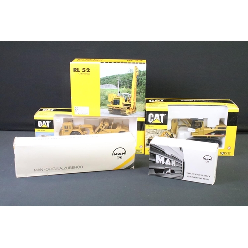 1251 - Collection of five boxed 1/50 scale construction diecast models to include Conrad Liebherr RL52 Litr... 