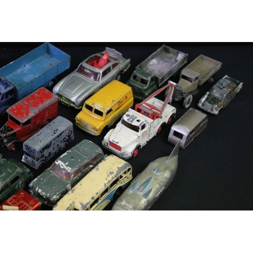 1254 - Around 50 play worn mid 20th C diecast models to include Dinky, Matchbox Lesney, Corgi etc