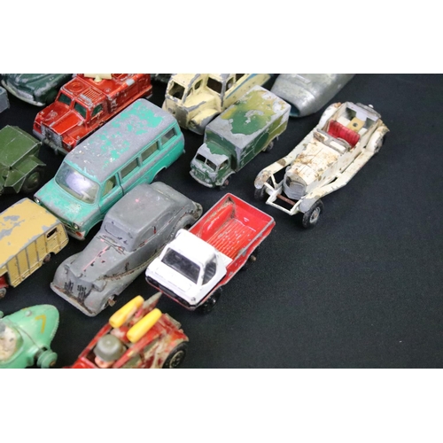 1254 - Around 50 play worn mid 20th C diecast models to include Dinky, Matchbox Lesney, Corgi etc