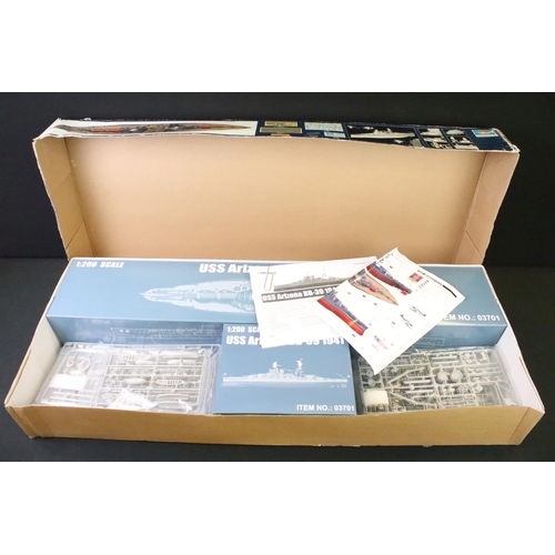 190 - Two boxed plastic model kits to include Trumpeter 03701 1/200 USS Arizona BB-39 1941 & 05223 1/400 C... 