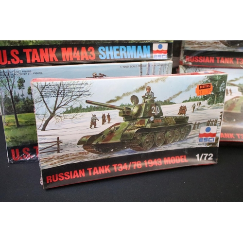 191 - 20 Boxed / bagged plastic model kits, mostly 1/72 scale, to include ESCI (no.s 8047 Russian Tank, 80... 