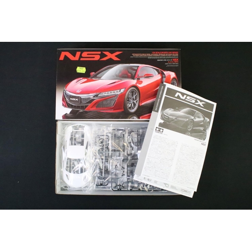 193 - Six boxed & unbuilt Tamiya 1/20 and 1/24 scale plastic model kits to include Honda NSX, Honda NSX Sp... 