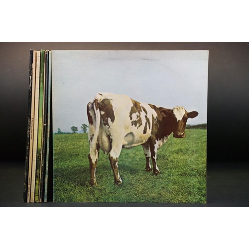 286 - Vinyl - 9 Pink Floyd and related UK pressing albums to include: Atom Heart Mother, Meddle, Obscured ... 