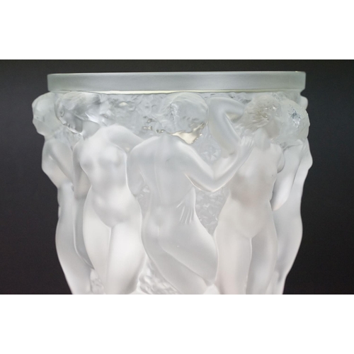 1 - Lalique Bacchantes frosted glass vase having moulded relief of dancing female nudes after the origin... 