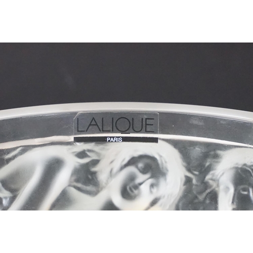 1 - Lalique Bacchantes frosted glass vase having moulded relief of dancing female nudes after the origin... 