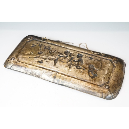 114 - Helmuth Schievelkamp for WMF (1849-1932) - A plated metal tray with repousse decoration of children ... 