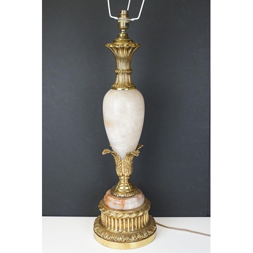 115 - Large 20th Century onyx & brass table lamp, of baluster form, with acanthus leaf detail, raised on a... 