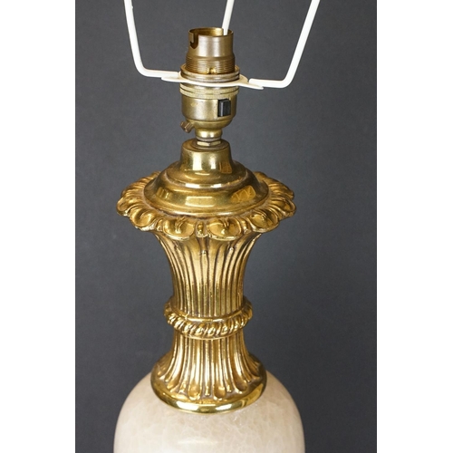 115 - Large 20th Century onyx & brass table lamp, of baluster form, with acanthus leaf detail, raised on a... 