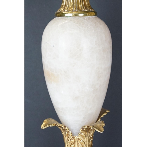 115 - Large 20th Century onyx & brass table lamp, of baluster form, with acanthus leaf detail, raised on a... 