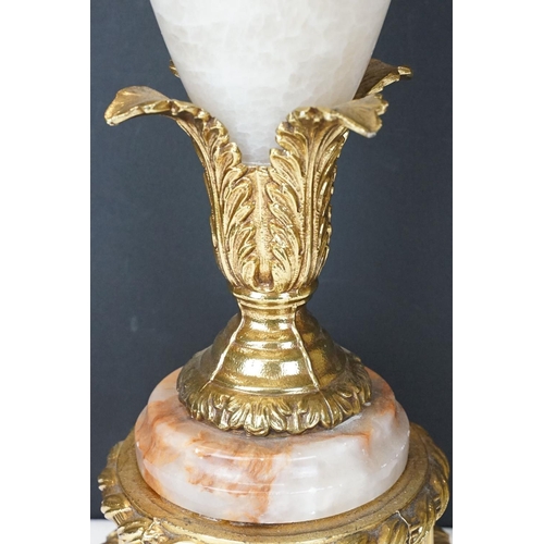 115 - Large 20th Century onyx & brass table lamp, of baluster form, with acanthus leaf detail, raised on a... 