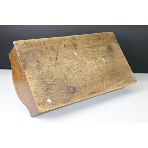 123 - Antique Oak Two Section Cutlery Tray with shaped handle, 44cm long