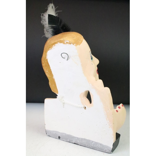 140 - A chalk ware / plaster 'Bourjois' perfume point of sale display in the form of an Art Deco lady comp... 