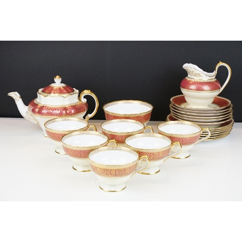 17 - Copeland Spode / Spode ' Arundel ' pattern tea set for six, with pink & gilt decoration, pattern no.... 