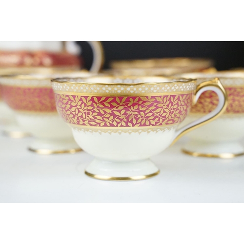 17 - Copeland Spode / Spode ' Arundel ' pattern tea set for six, with pink & gilt decoration, pattern no.... 