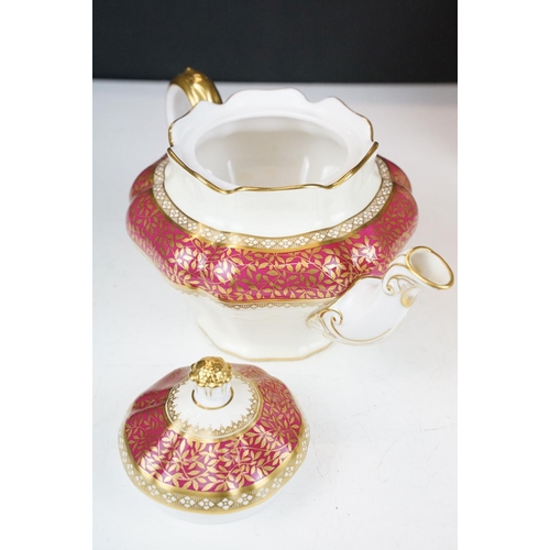 17 - Copeland Spode / Spode ' Arundel ' pattern tea set for six, with pink & gilt decoration, pattern no.... 