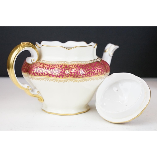 17 - Copeland Spode / Spode ' Arundel ' pattern tea set for six, with pink & gilt decoration, pattern no.... 