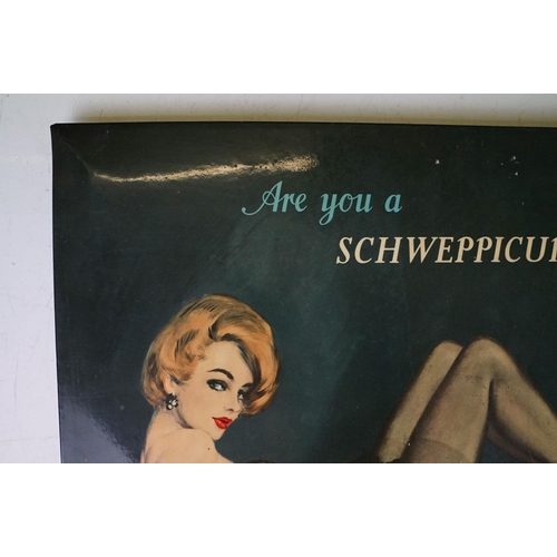 176 - Pair of vintage Schweppes advertising table top signs. Both featuring pin up girls with the tag line... 