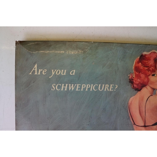 176 - Pair of vintage Schweppes advertising table top signs. Both featuring pin up girls with the tag line... 