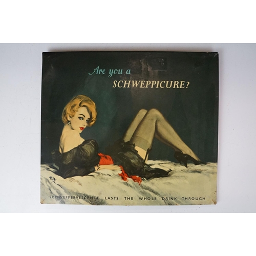 176 - Pair of vintage Schweppes advertising table top signs. Both featuring pin up girls with the tag line... 