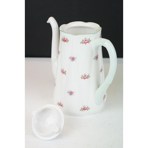 18 - Shelley Dainty Rosebud coffee set for 6, shape no. 13426, to include coffee pot, 6 cups & saucers, 6... 