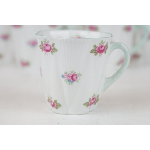 18 - Shelley Dainty Rosebud coffee set for 6, shape no. 13426, to include coffee pot, 6 cups & saucers, 6... 