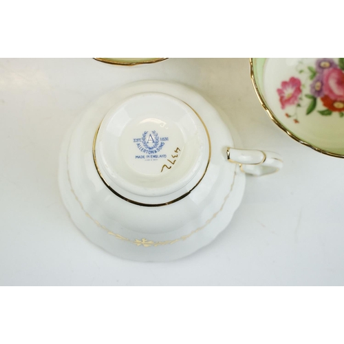 27 - Allerton & Sons tea set for six, pattern no. 4372, with green ground floral decoration, to include t... 