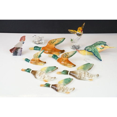 28 - Collection of seven ceramic wall plaques to include a Beswick Kingfisher (no. 729-1, approx 19cm wid... 