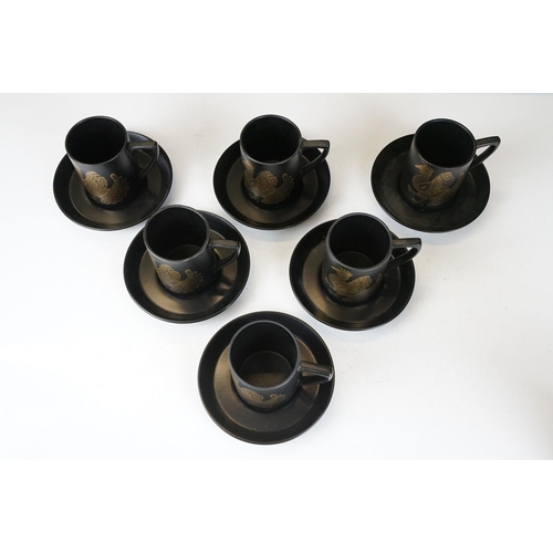 29 - Mid 20th C Portmeirion ' Phoenix ' coffee set for six, by John Cuffley, to include coffee pot, 6 mug... 