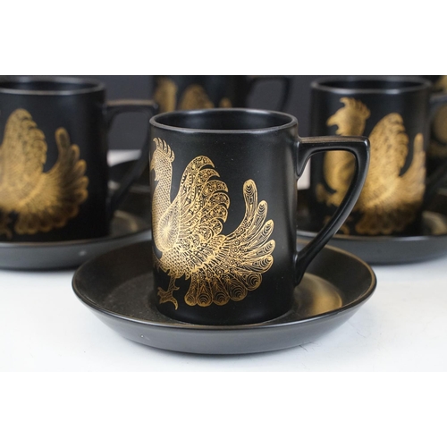 29 - Mid 20th C Portmeirion ' Phoenix ' coffee set for six, by John Cuffley, to include coffee pot, 6 mug... 