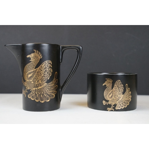 29 - Mid 20th C Portmeirion ' Phoenix ' coffee set for six, by John Cuffley, to include coffee pot, 6 mug... 