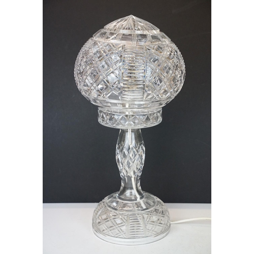 41 - 20th century cut glass table lamp with shade, approx 41cm tall