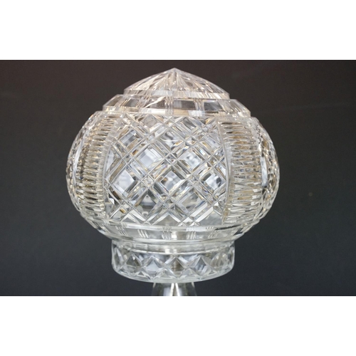 41 - 20th century cut glass table lamp with shade, approx 41cm tall