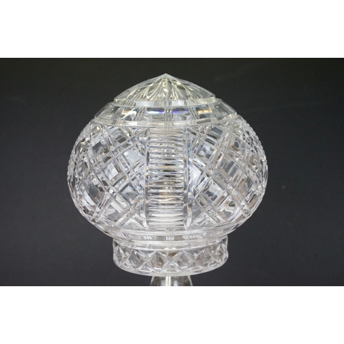 41 - 20th century cut glass table lamp with shade, approx 41cm tall