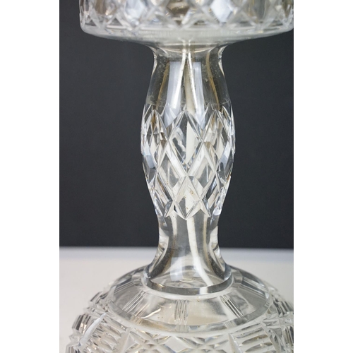 41 - 20th century cut glass table lamp with shade, approx 41cm tall