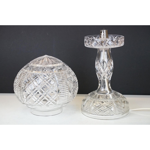 41 - 20th century cut glass table lamp with shade, approx 41cm tall