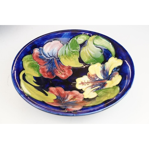 5 - Moorcroft Pottery 'Coral Hibiscus' pattern blue ground bowl (approx 25cm diameter), together with a ... 