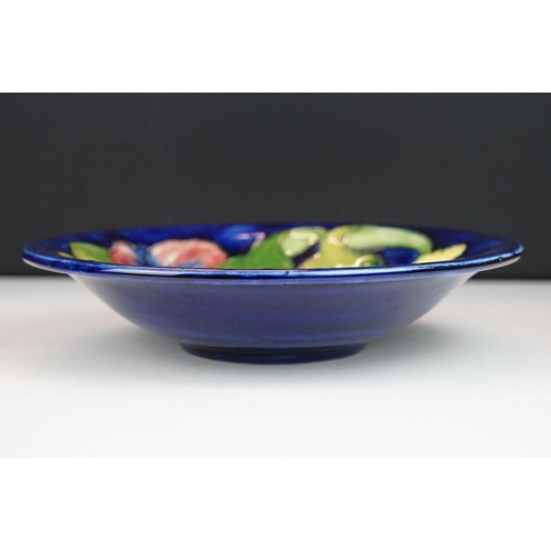 5 - Moorcroft Pottery 'Coral Hibiscus' pattern blue ground bowl (approx 25cm diameter), together with a ... 