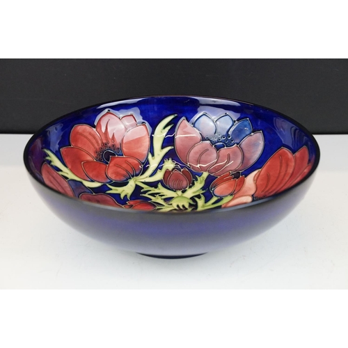 5 - Moorcroft Pottery 'Coral Hibiscus' pattern blue ground bowl (approx 25cm diameter), together with a ... 