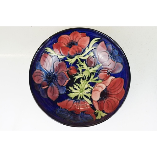 5 - Moorcroft Pottery 'Coral Hibiscus' pattern blue ground bowl (approx 25cm diameter), together with a ... 