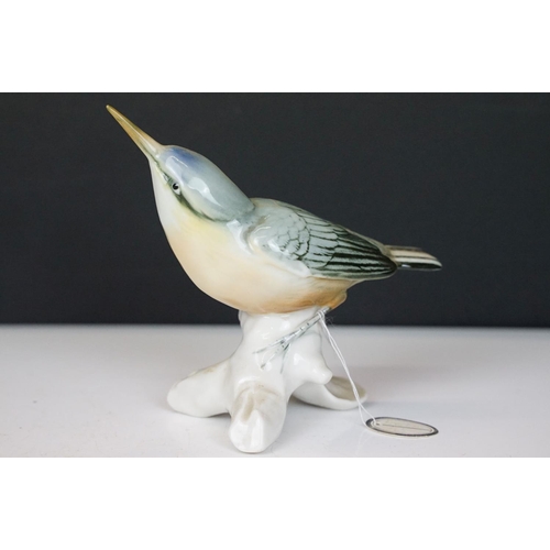 59 - Four Karl Ens porcelain bird figurines to include 7521 Kingfishers figure group, 7518 Nuthatch, 7588... 