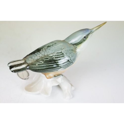 59 - Four Karl Ens porcelain bird figurines to include 7521 Kingfishers figure group, 7518 Nuthatch, 7588... 