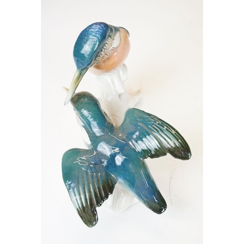 59 - Four Karl Ens porcelain bird figurines to include 7521 Kingfishers figure group, 7518 Nuthatch, 7588... 